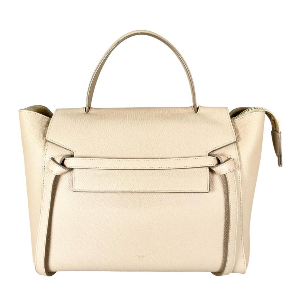 CELINE Celine Small Leather Handbag, Beige, Women's Belt Bag